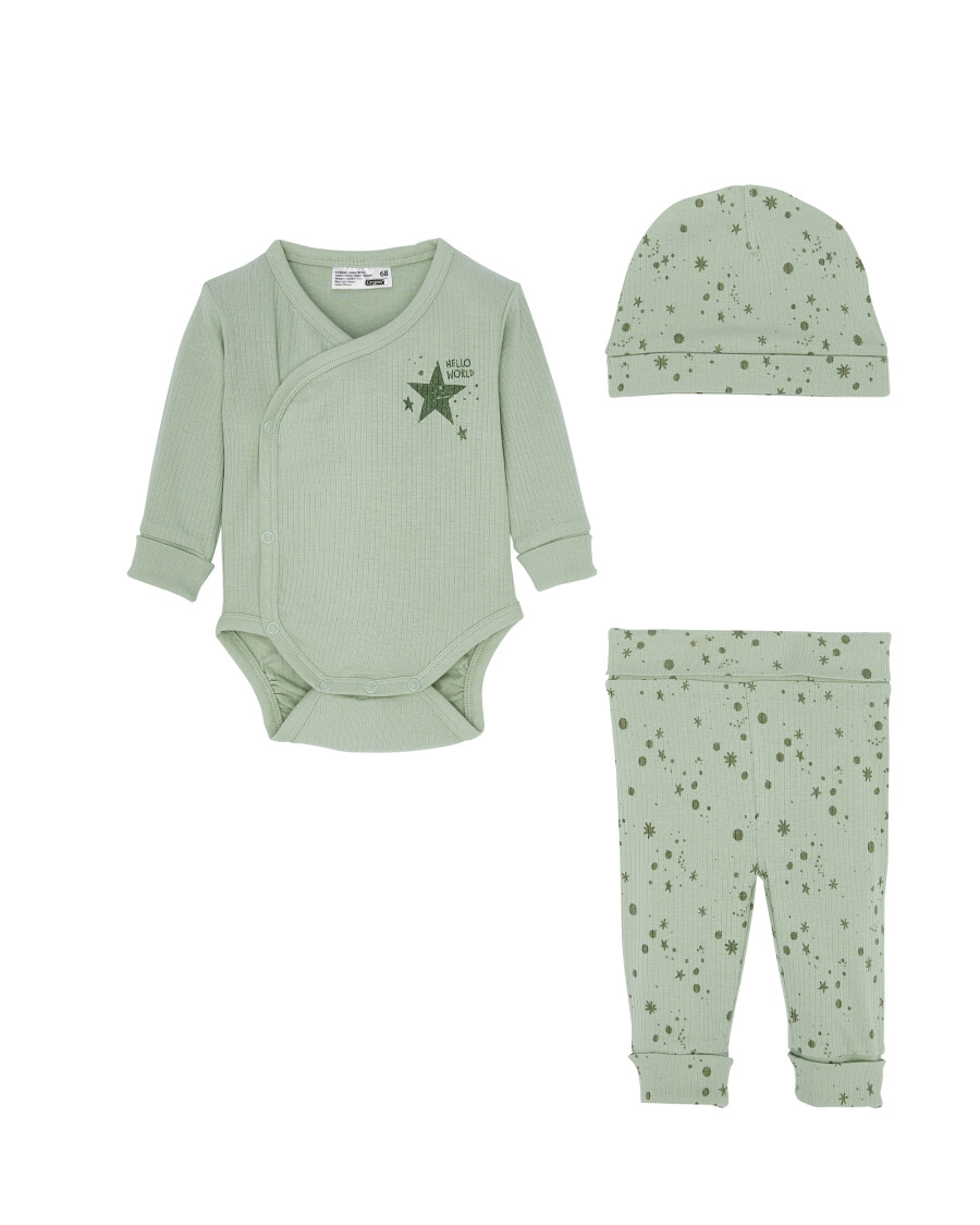 Newborn Mütze + Wickelbody + Pull-on-Hose