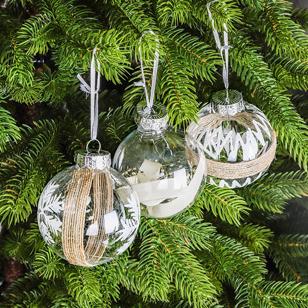 Salcar Weihnachtsbaumkugel 6er Weihnachtskugeln Christbaumkugeln Weihnachtsdeko Christbaumschmuck, 8 cm im Durchmesser, 3 verschiedene Designs