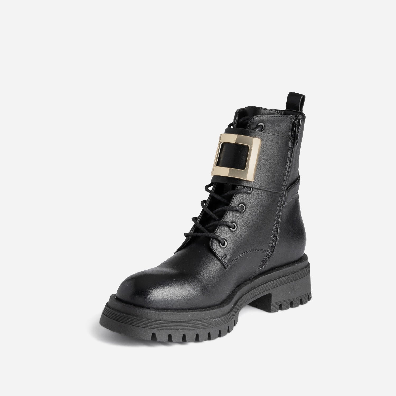 Bottine noire éco-conçue avec boucle