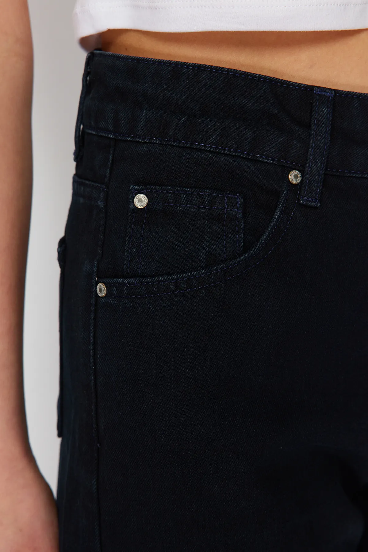 Trendyol Collection  Mitternachtsblaue Jeans mit hoher Taille und weitem Bein TWOSS24JE00305