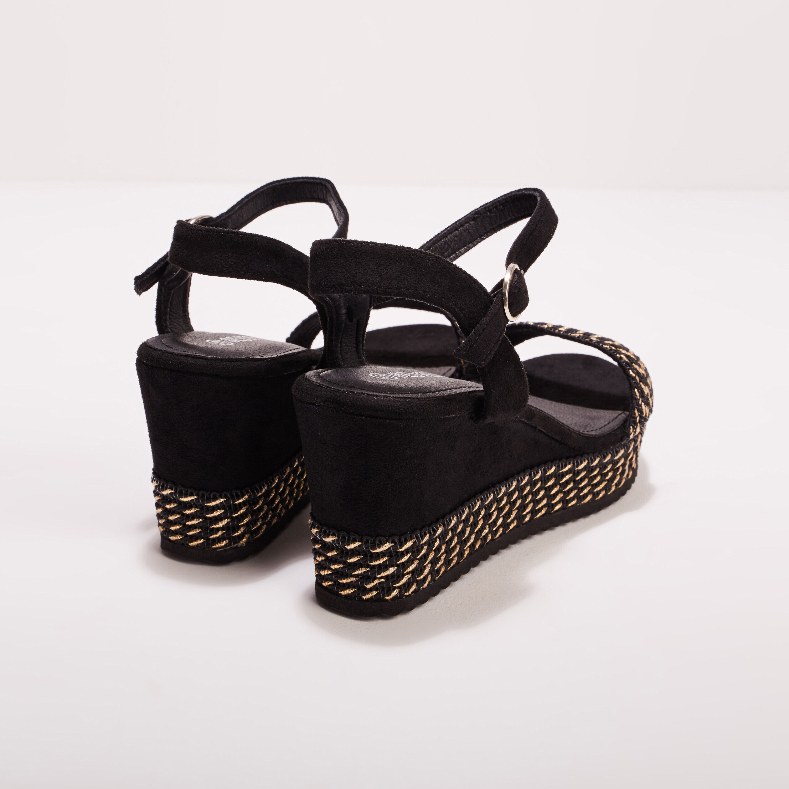 Sandales compensées noir femme | Cache Cache