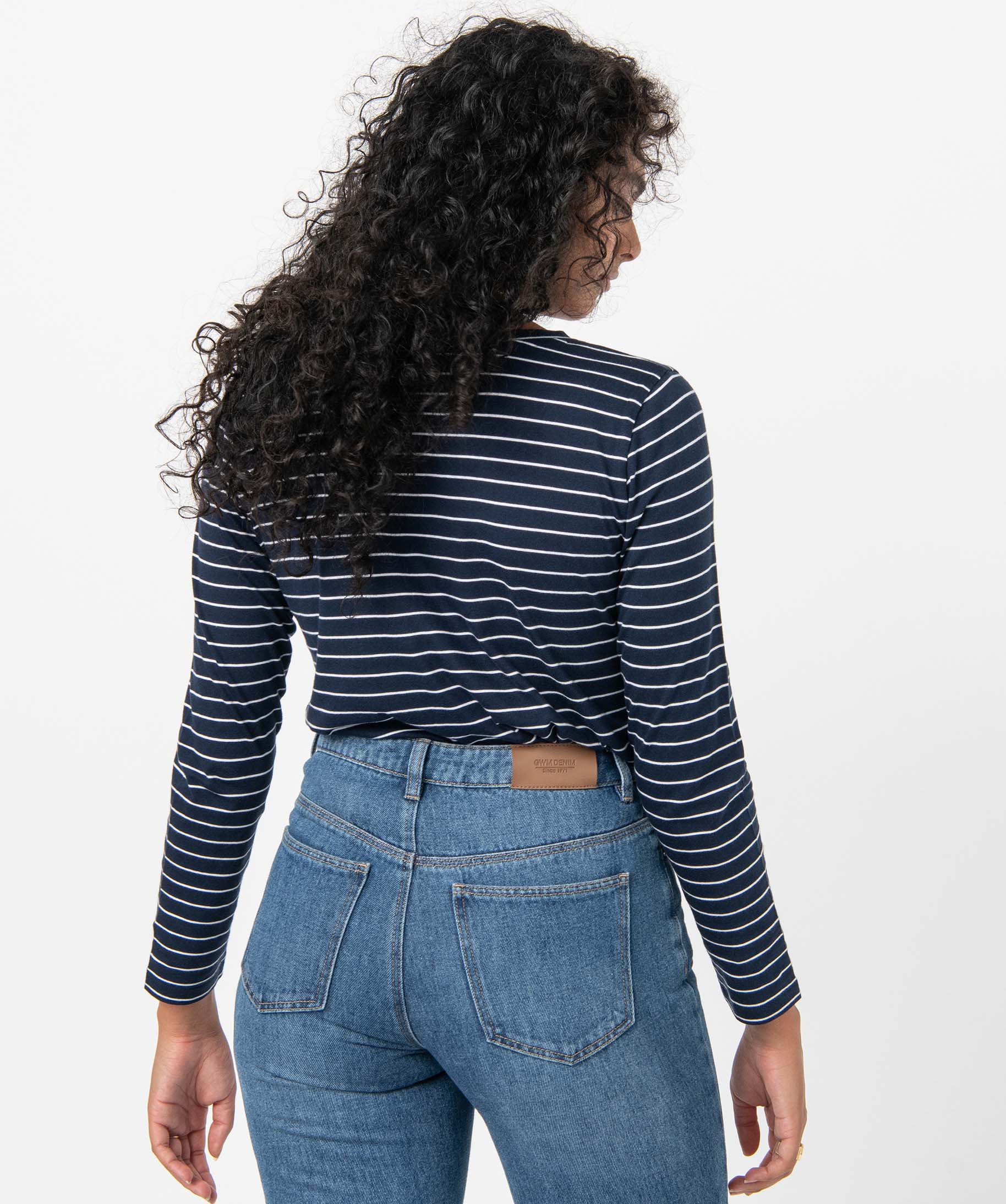 Tee-shirt femme rayé à manches longues raye | GEMO