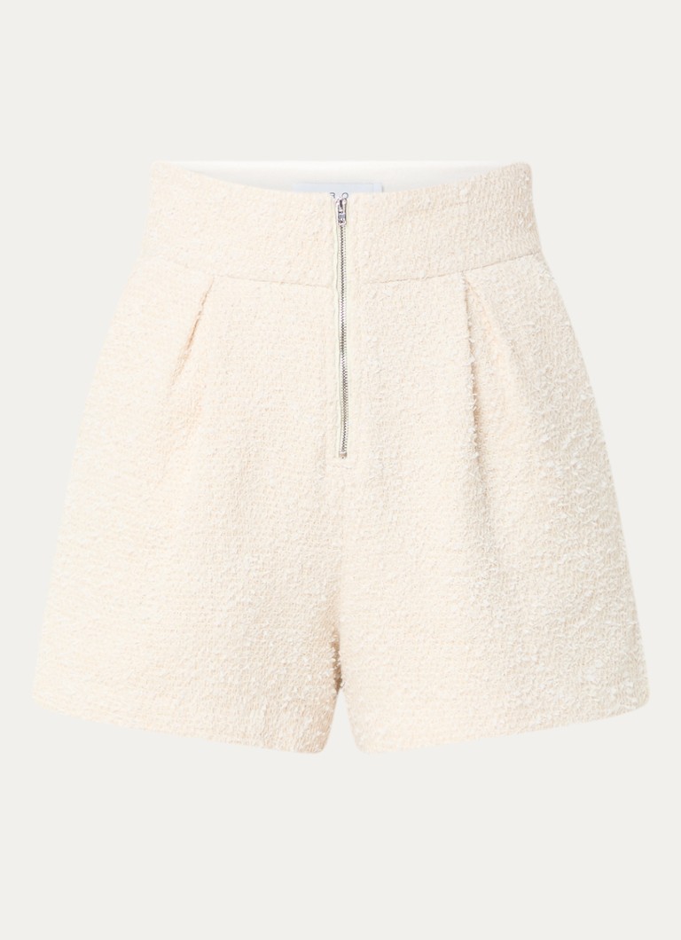 IRO  Nurue high waist straight fit korte broek met bouclé en steekzakken