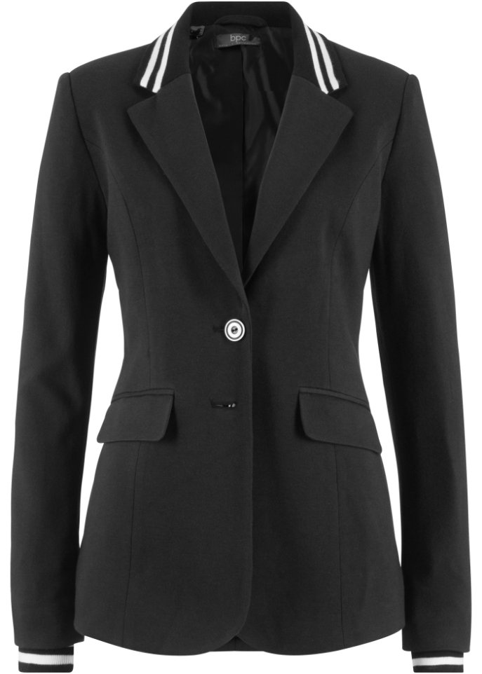 Baumwoll Jersey-Blazer mit gestreiften Details