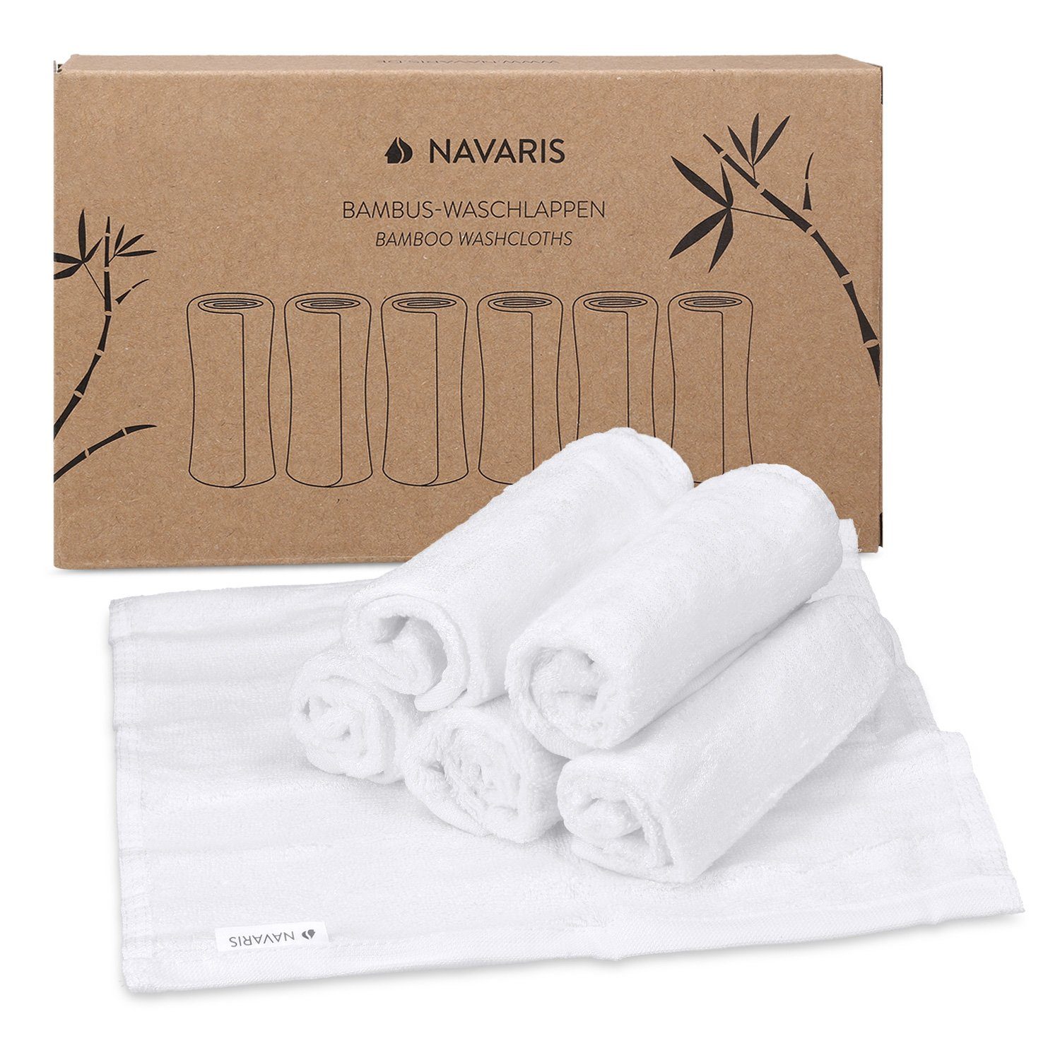 Navaris Waschlappen Set 6-teilig Baby-Waschlappen aus Bambus - 25x25cm (6-tlg)