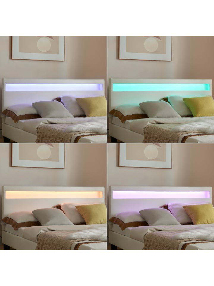 Corium Polsterbett Paris Kunstleder mit LED in Weiß (B)140cm günstig kaufen onesize