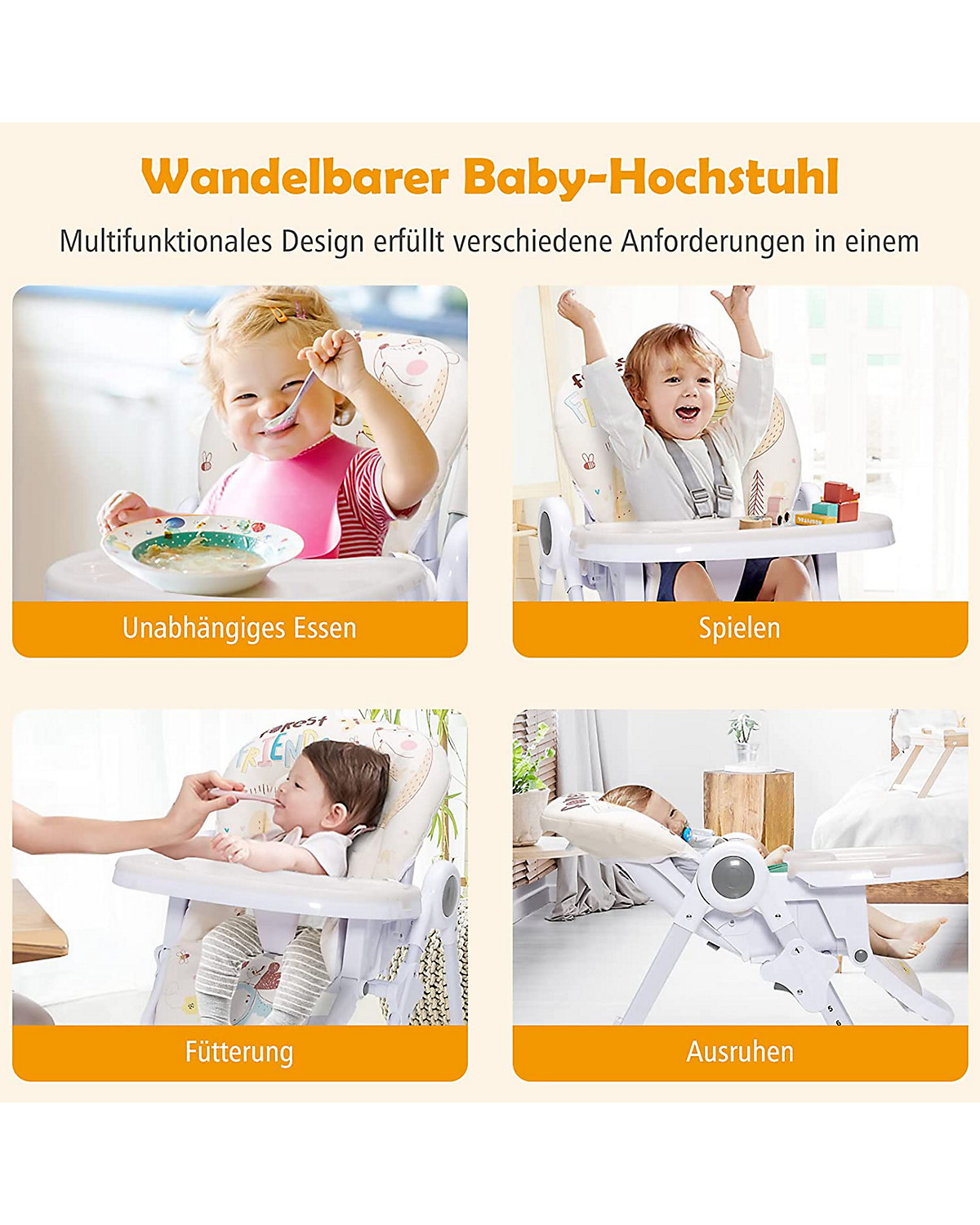Babyhochstuhl höhenverstellbar schnell faltbar abnehmbar