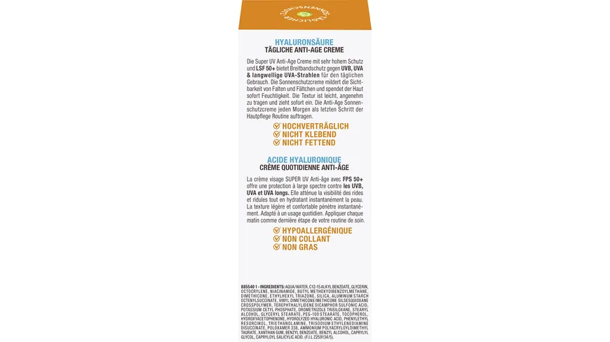 Garnier Ambre Solaire Anti-Age Sonnenschutz-Milch LSF50+ 50 ml