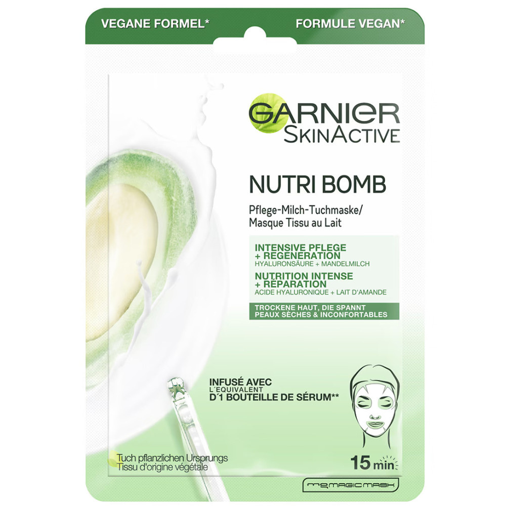 Garnier Masque Tissu Nutrition et Réparation NutriBomb Skinactive - Lait d'Amande