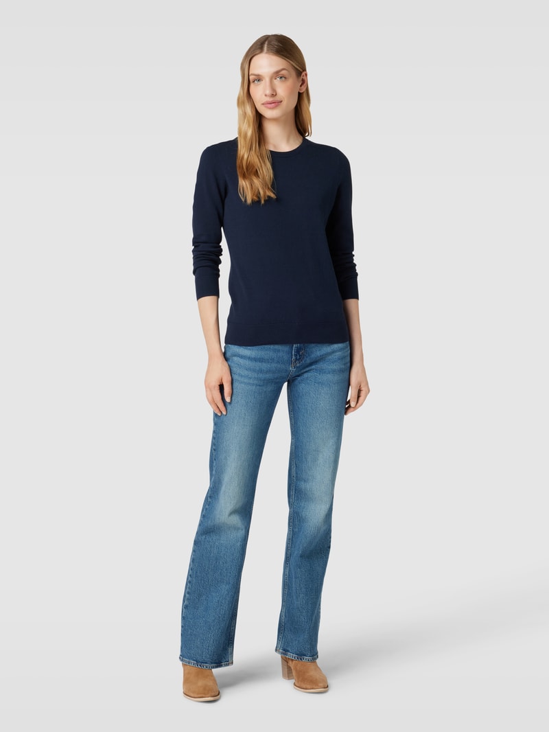Strickpullover mit Rundhalsausschnitt in dunkelblau