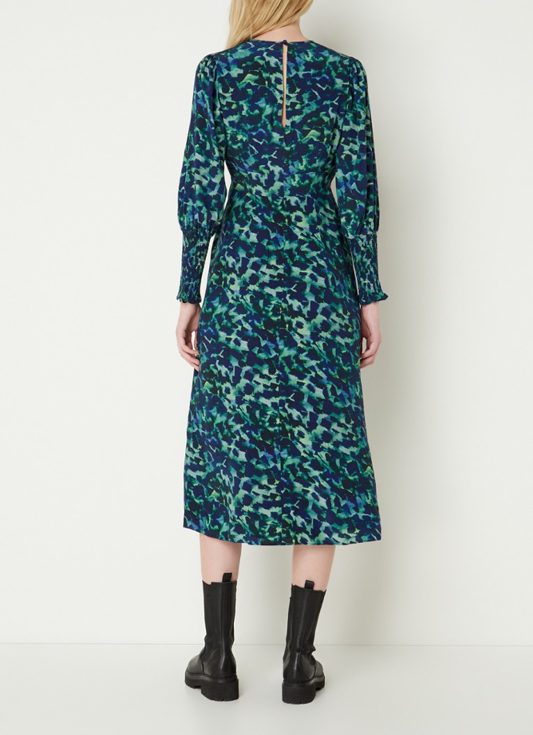 Whistles Midi dress with graphic print and puff sleeves
