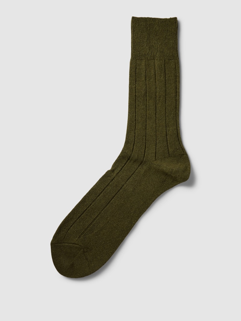 Socken mit elastischem Rippenbündchen in dunkelgrün