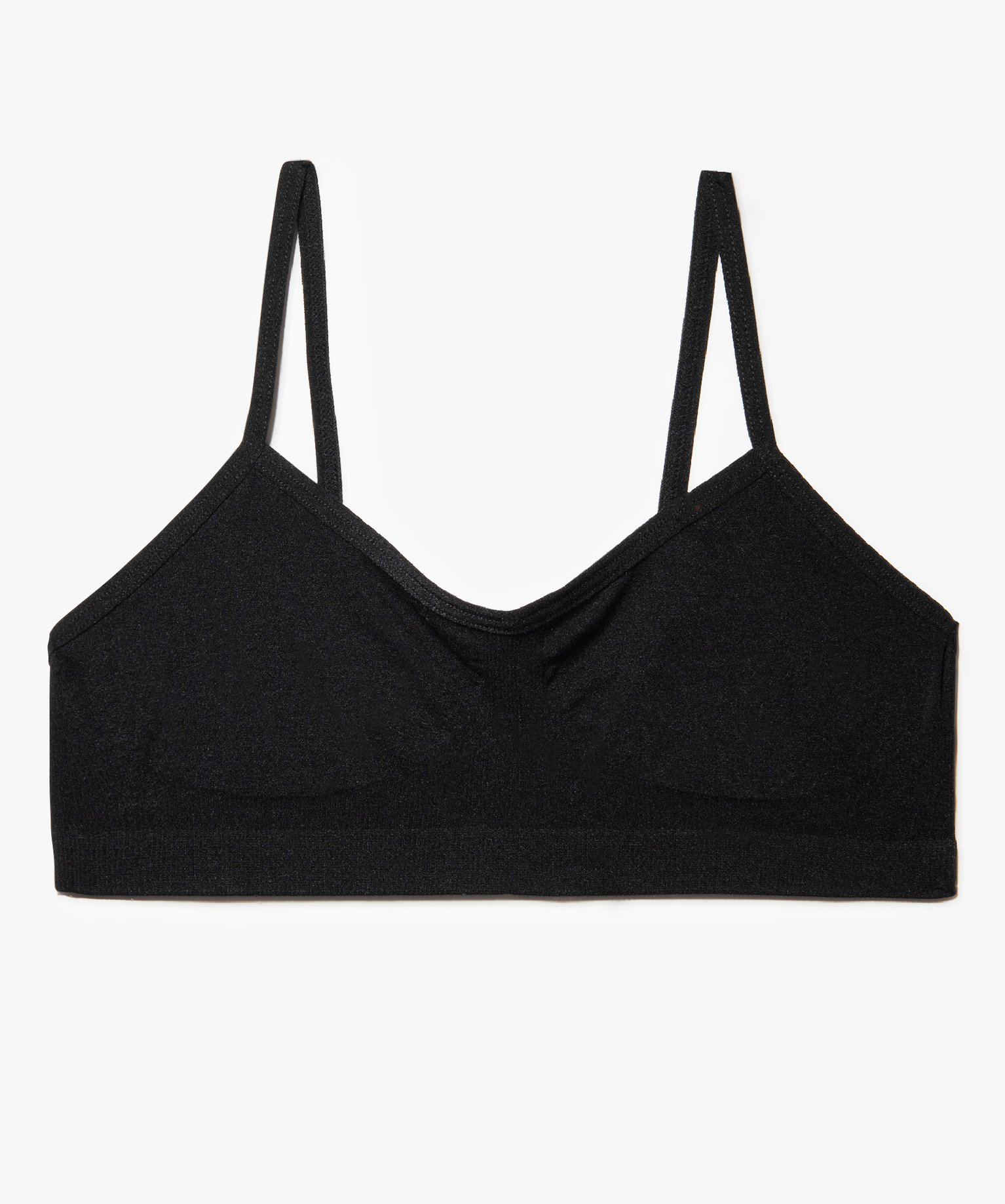 Brassière à fines bretelles en maille extensible fille noir | GEMO