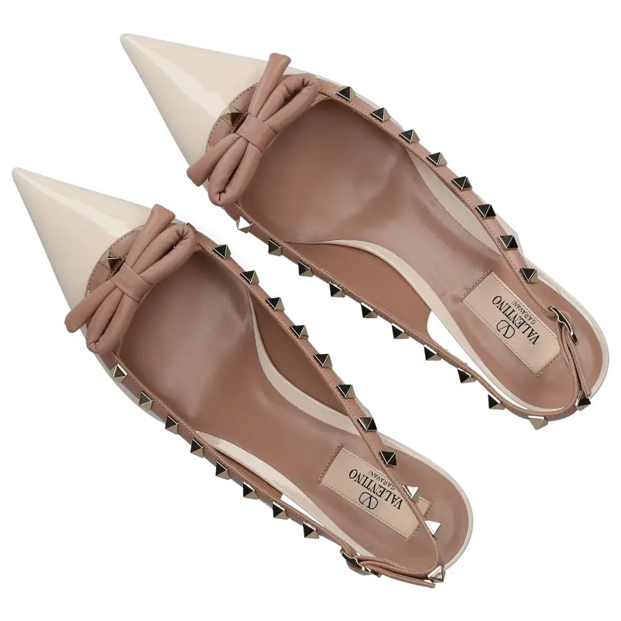 Valentino Garavani - Slingpumps ROCKSTUD Lackleder - weiß