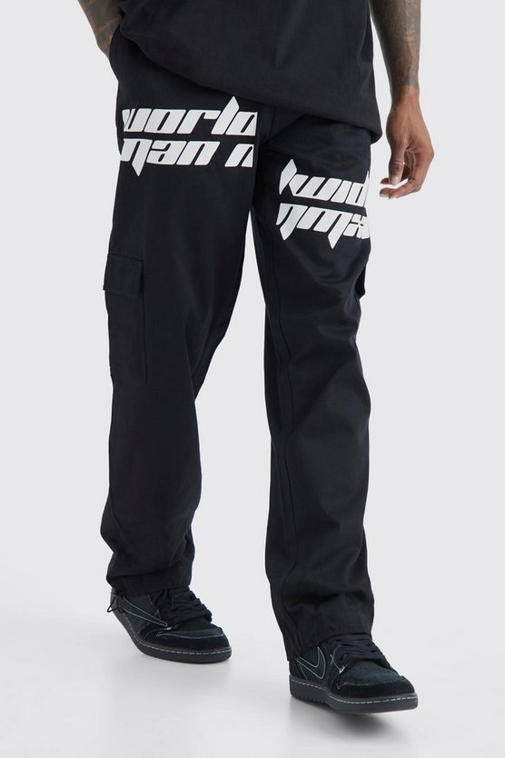 Lockere Cargohose mit gespleißtem Print