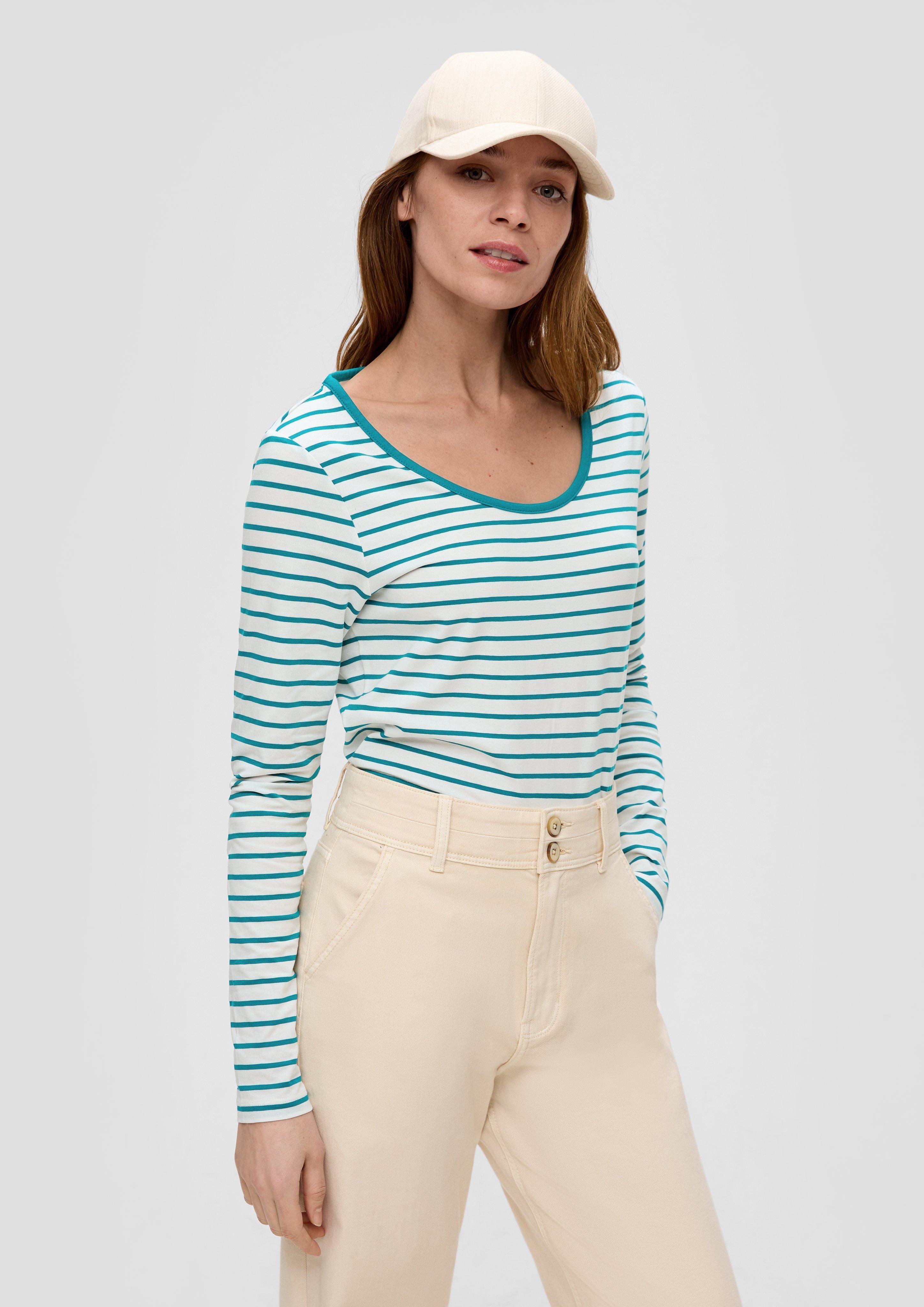 Langarmshirt mit tiefem Rundhalsausschnitt  2141909-66G2