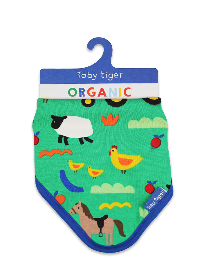 Toby Tiger Dreieckstuch mit Hillside Bauernhof Print in blau günstig kaufen 0
