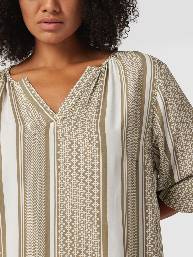 PLUS SIZE Tunika mit Kufiya-Muster in olivgrün