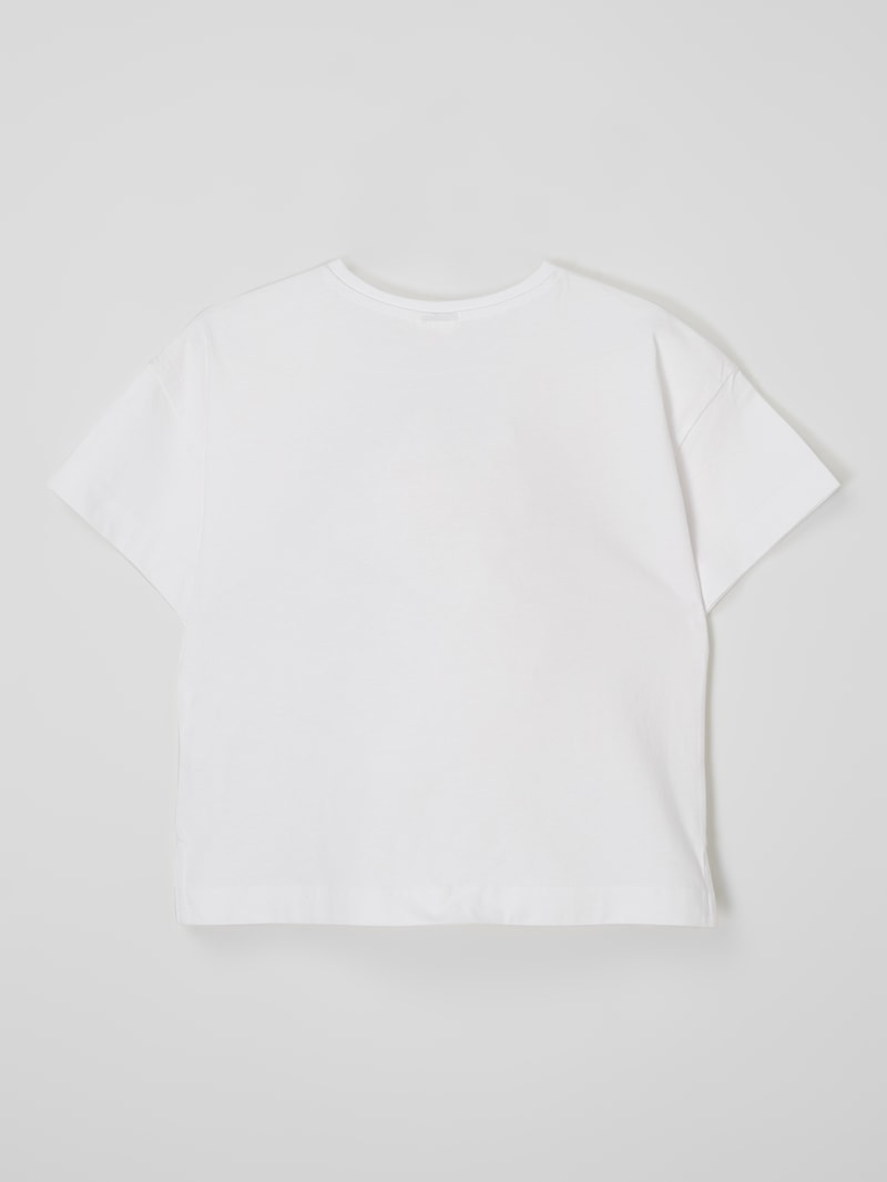 Boxy Fit T-Shirt mit Message in weiß