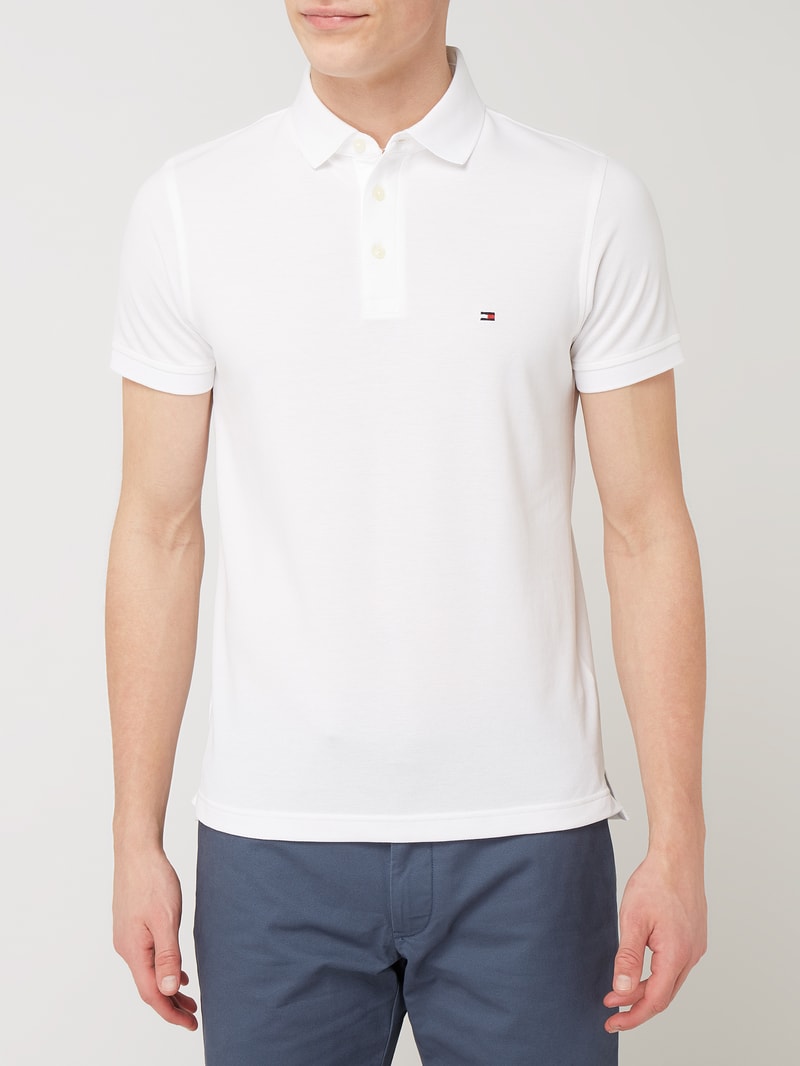 Slim Fit Poloshirt mit Stretch-Anteil in weiß