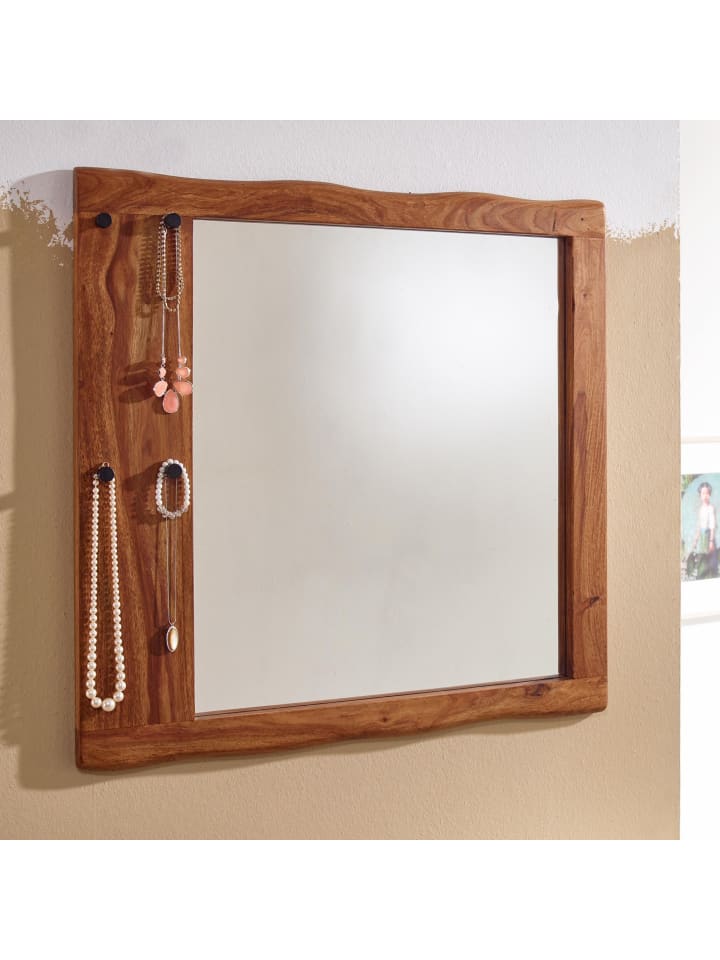 KADIMA DESIGN Wandspiegel Massivholz 80x80x3 cm Design Flurspiegel günstig kaufen onesize