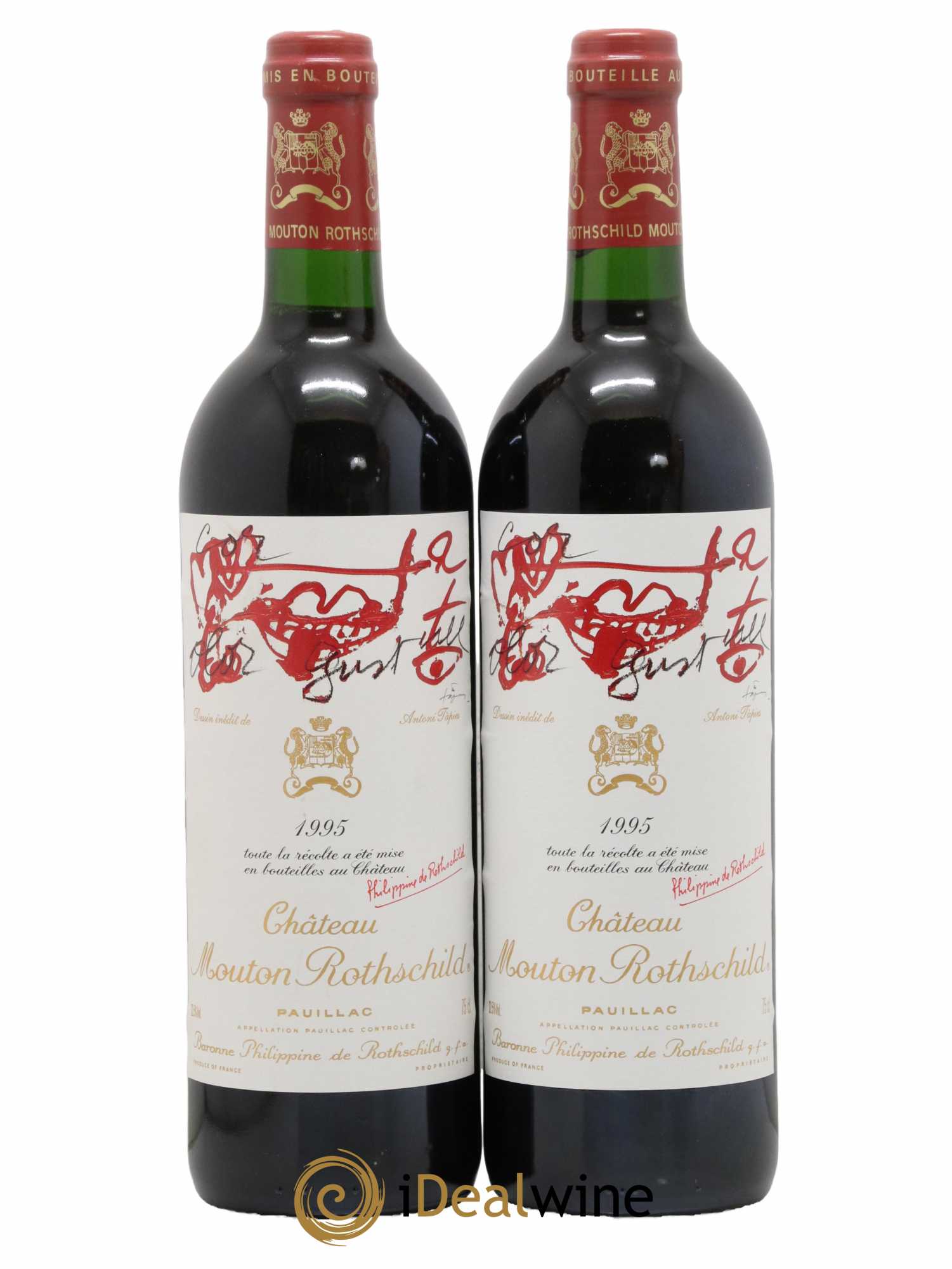 Château Mouton Rothschild 1er Grand Cru Classé  1995 - Lot de 2 Bouteilles