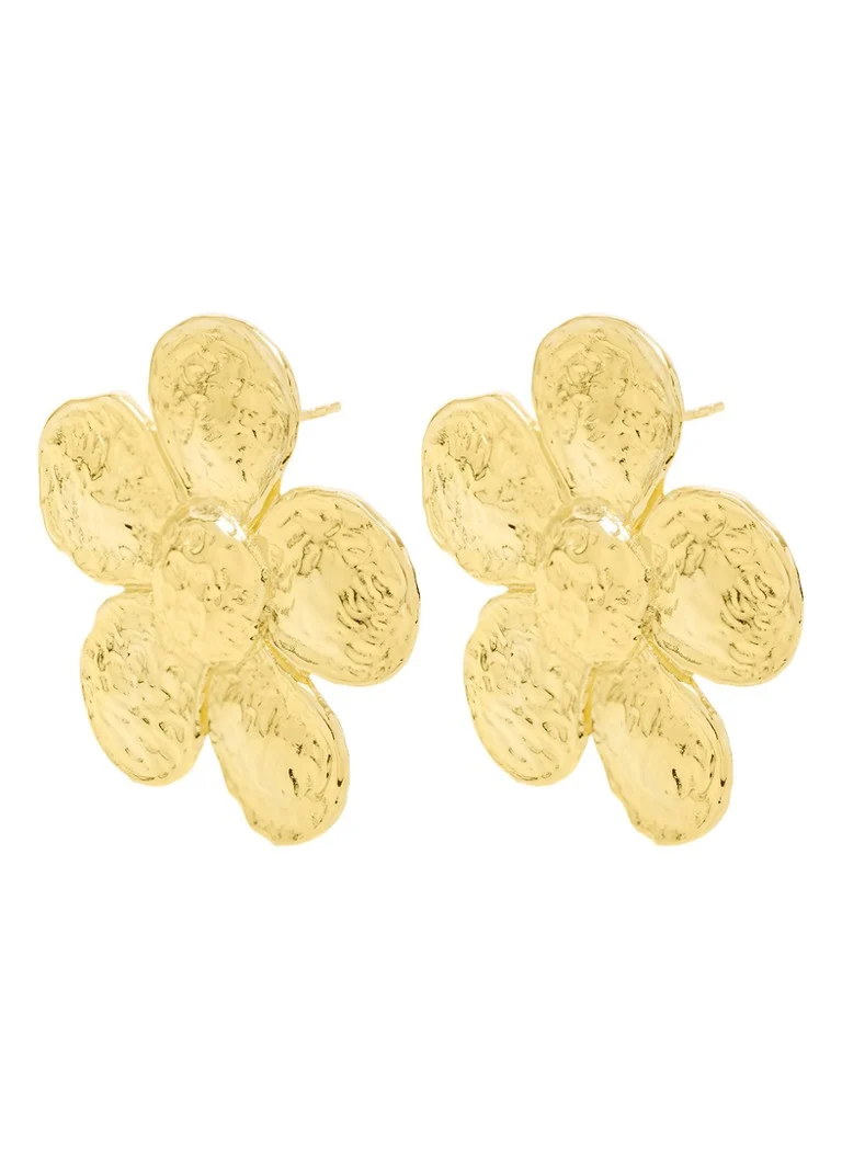 Brincos de pino Wildthings Big Flower banhados a ouro