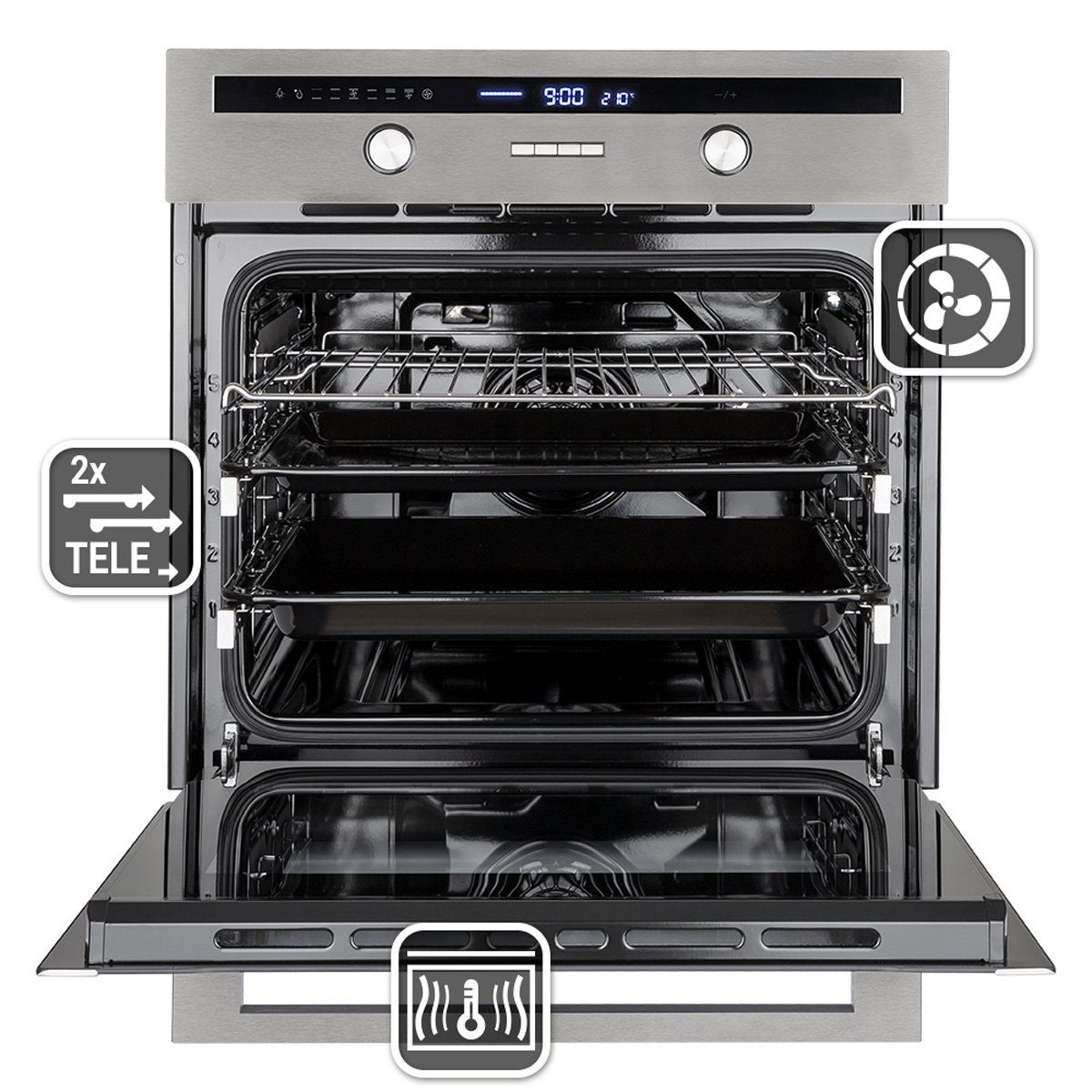 KKT KOLBE Backofen-Set KKT KOLBE Backofen und Induktionskochfeld SET80132FZ, mit 2-fach Teleskopauszug, 60cm Einbau-Backofen EB8013ED + 59cm Induktionskochfeld IND5901FZ