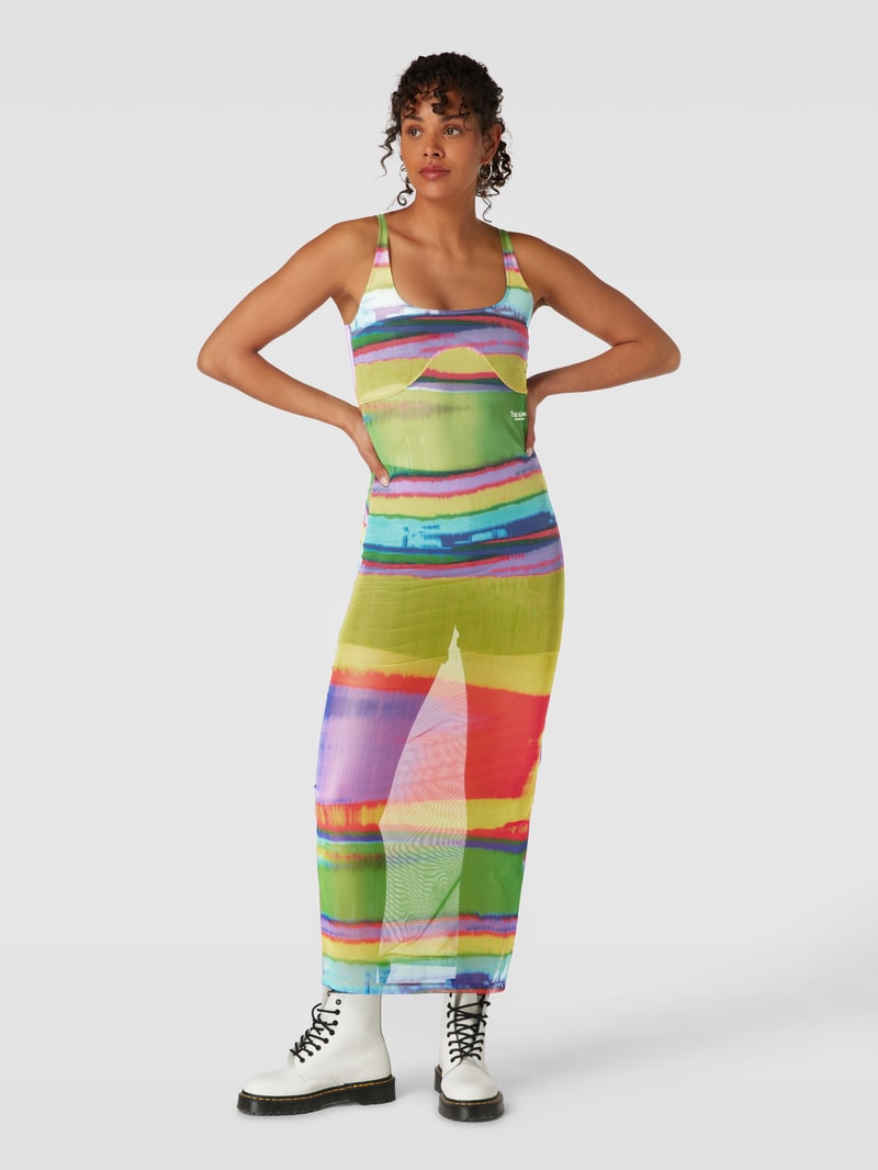 Maxikleid mit Allover-Print in gelb