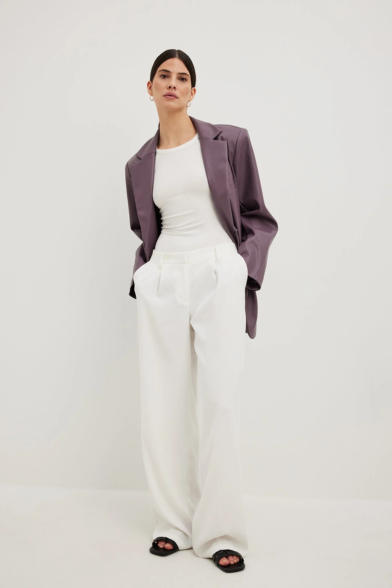 Maxi übergroßer PU-Blazer