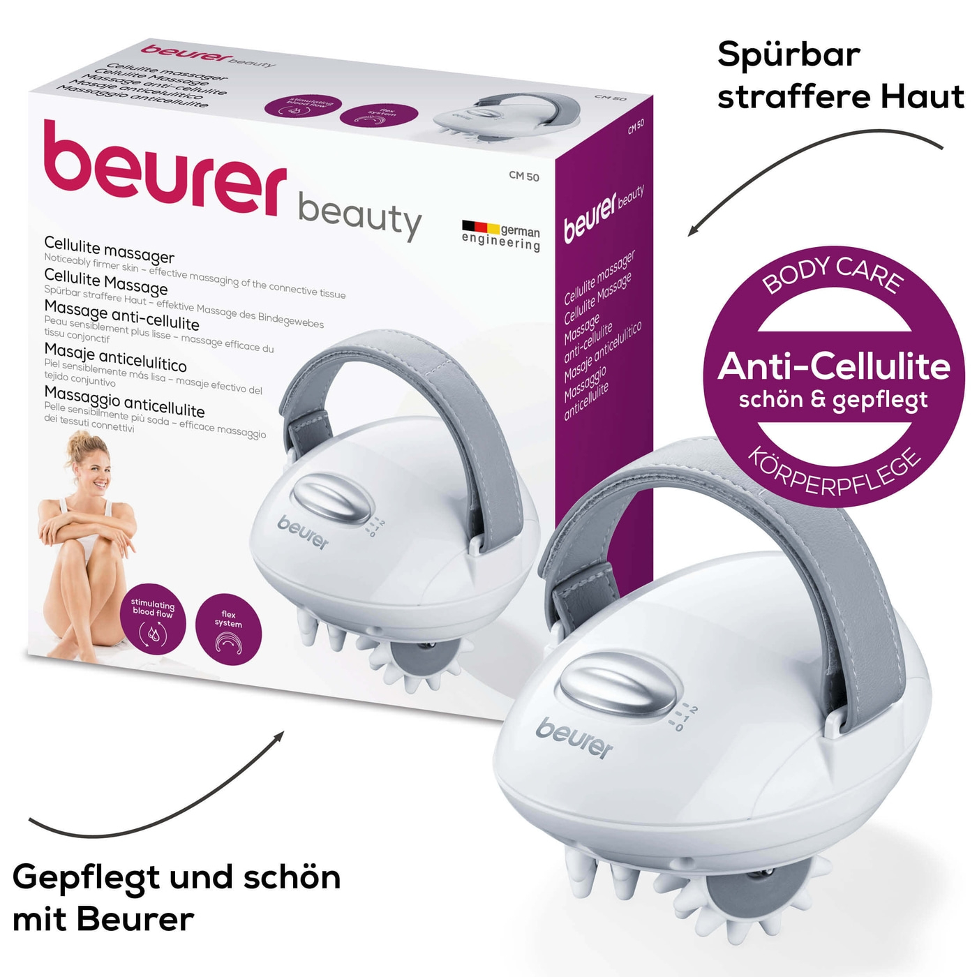 Beurer Cellulite Massage CM 50-Cellulite Massage Gerät fördert die Durchblutung & sorgt für straffere Haut