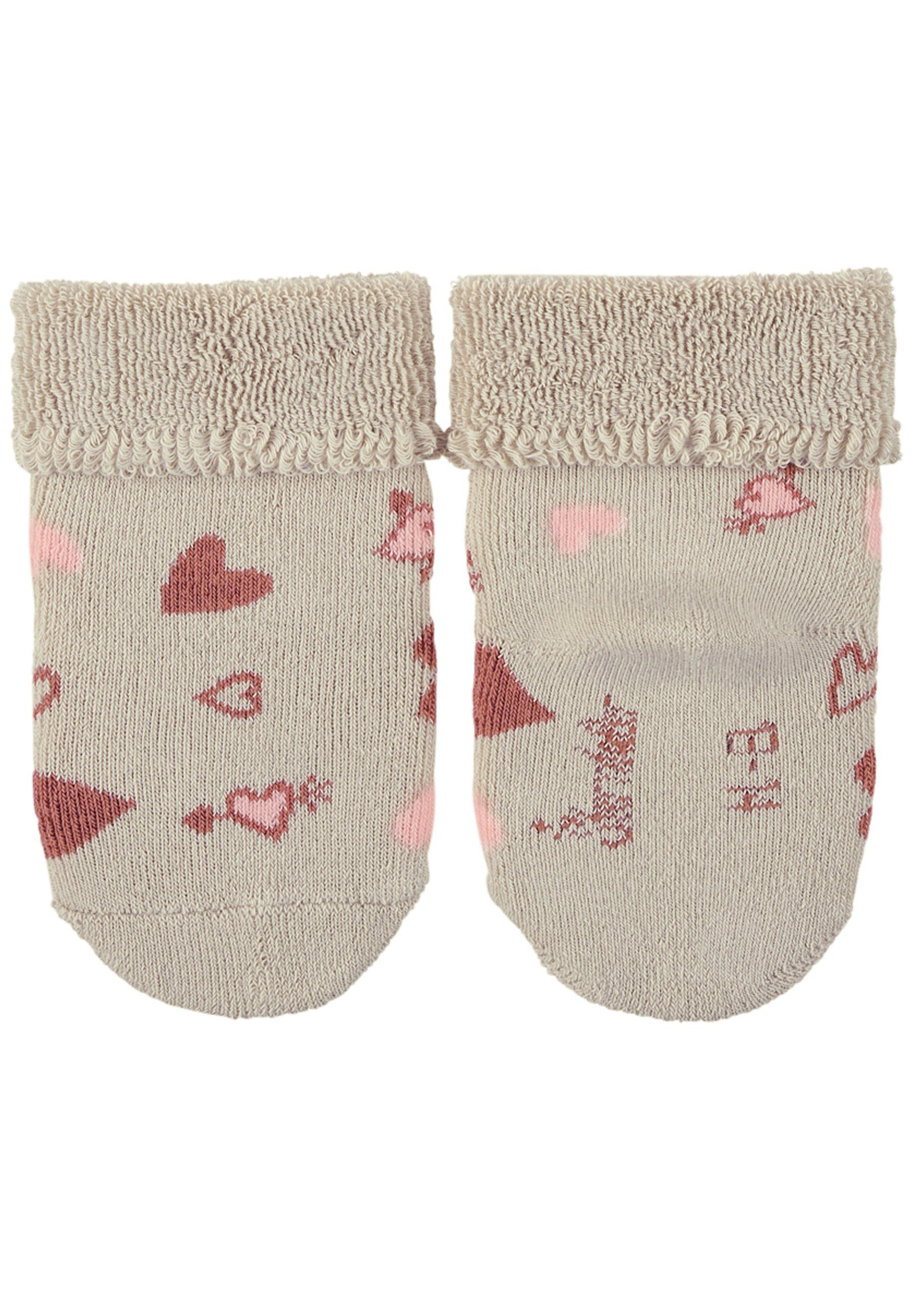 Sterntaler® Basicsocken Baby-Söckchen Erdbeere, 3er-Pack (3er Pack Söckchen mit Vollplüsch, Kindersocken gemustert) Babysocken mit süßen Motiven, Kurzsocken mit Umschlag