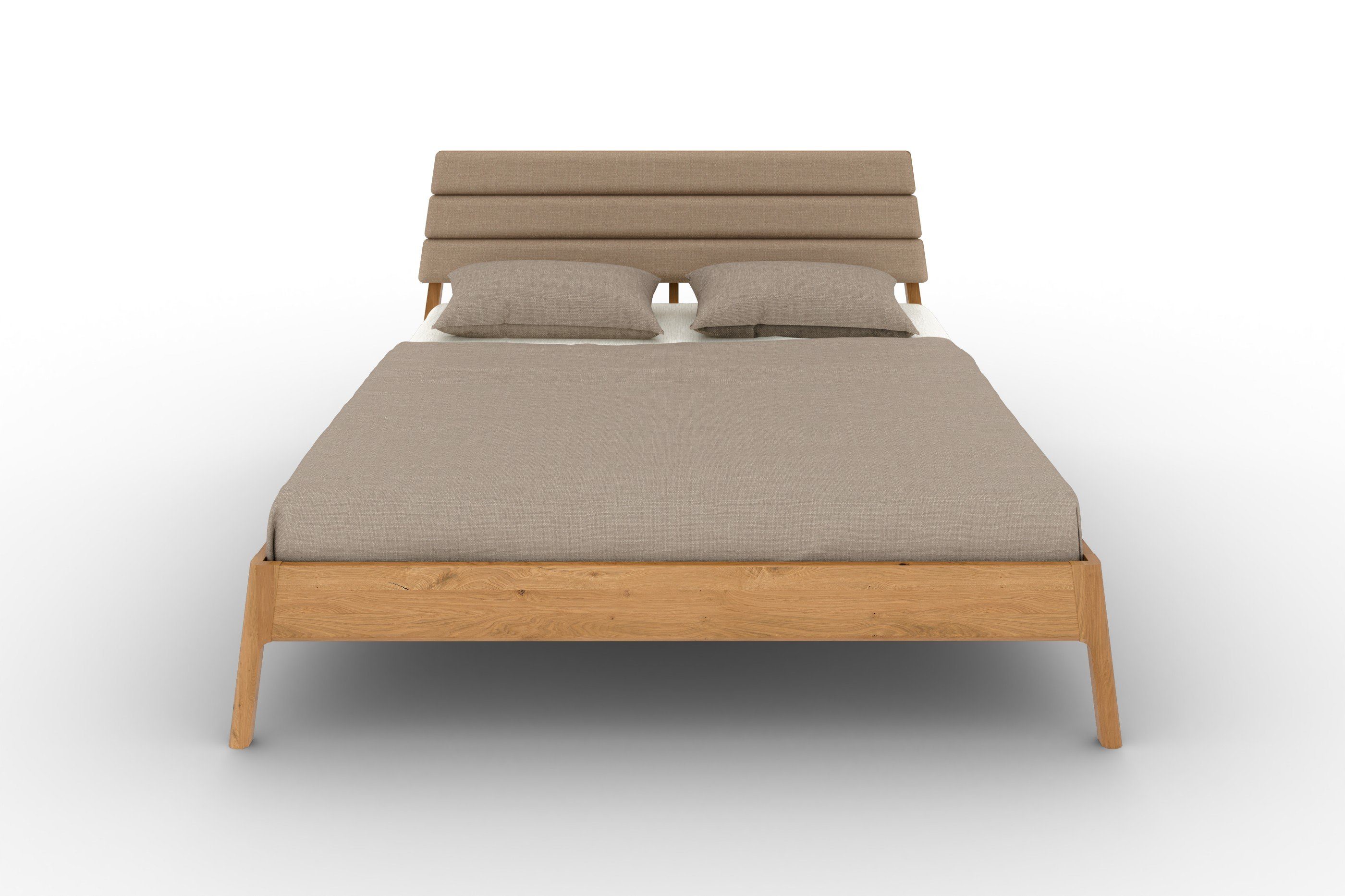 byoak Massivholzbett TWIG 2 mit Polsterkopfteil 90x200 aus Wildeiche Naturgeölt