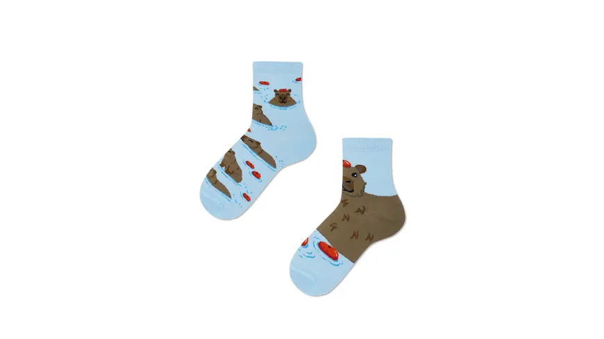 MANY MORNINGS Kinder Socken Capybara blau, braun