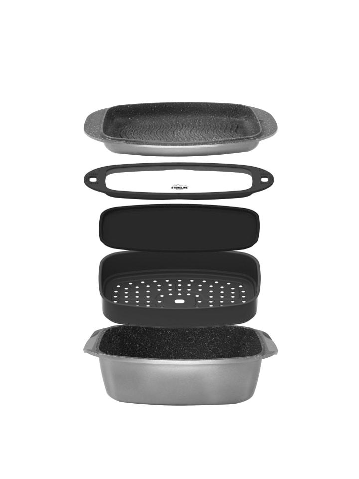 Stoneline Bräter und Back Set 5-teilig 40x22 cm | mit Deckeln in Anthrazit günstig kaufen onesize