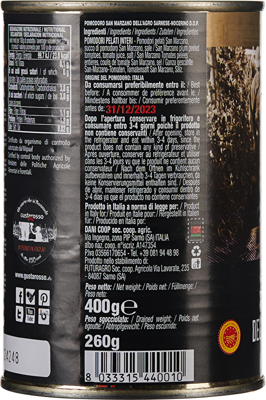 Gustarosso Pomodoro San Marzano dell'Agro Sarnese-Nocerino 400g