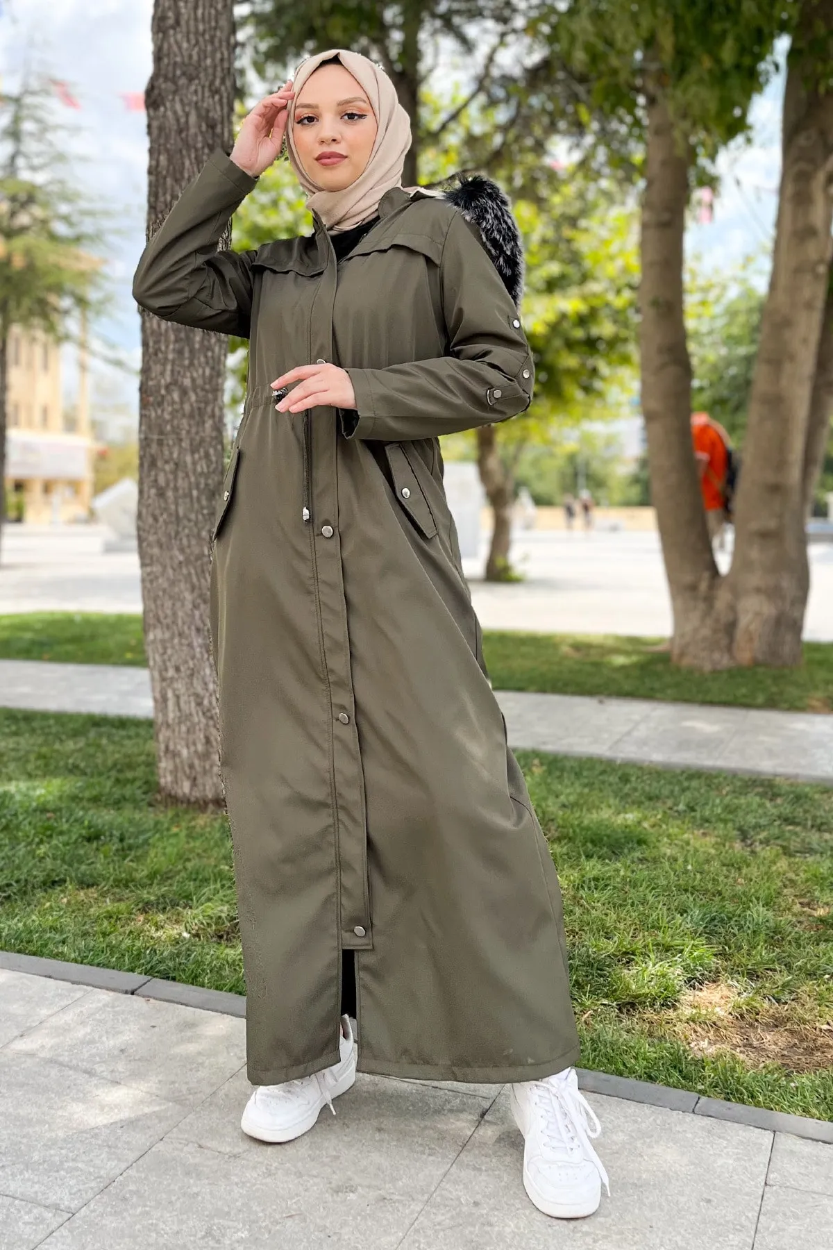 Tesettür Dünyası  Bondit Ärmeljacke Tsd220826 Khaki