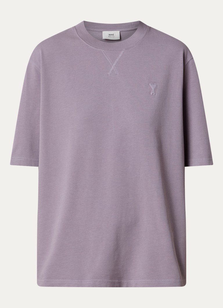AMI Paris organic cotton T-shirt with logo embroidery
