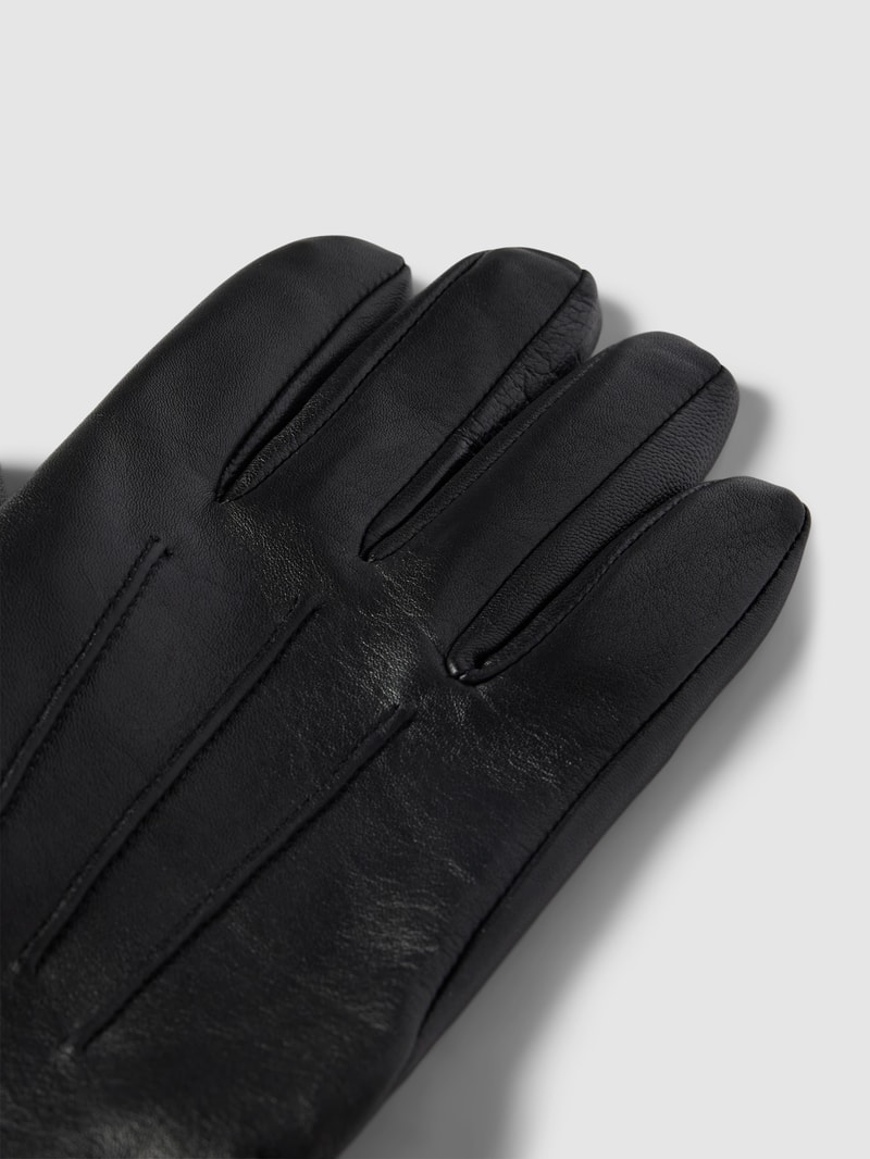 Handschuhe aus Leder mit Ziernähten in schwarz