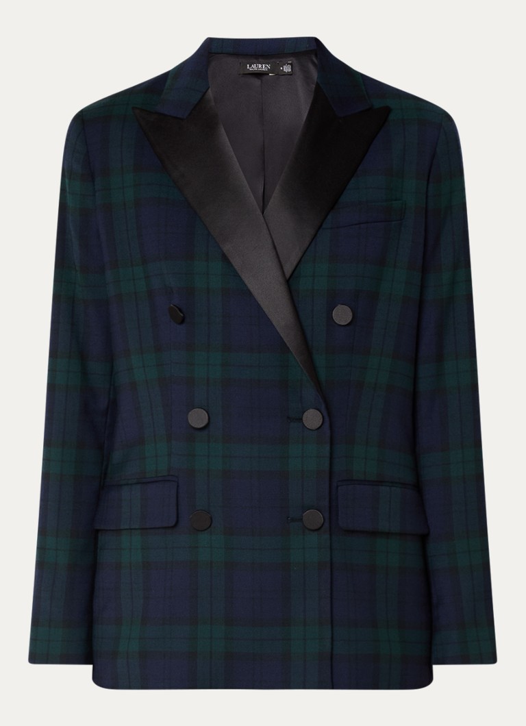 Ralph Lauren double-breasted blazer with check pattern and flap pockets