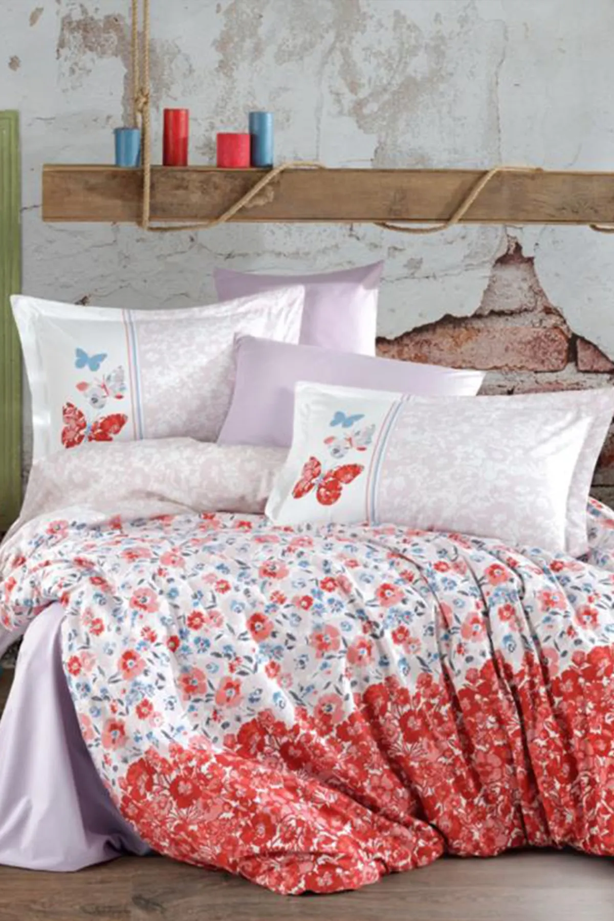 Hobby  Felicita Doppelbett-Bettbezug-Set, Rot