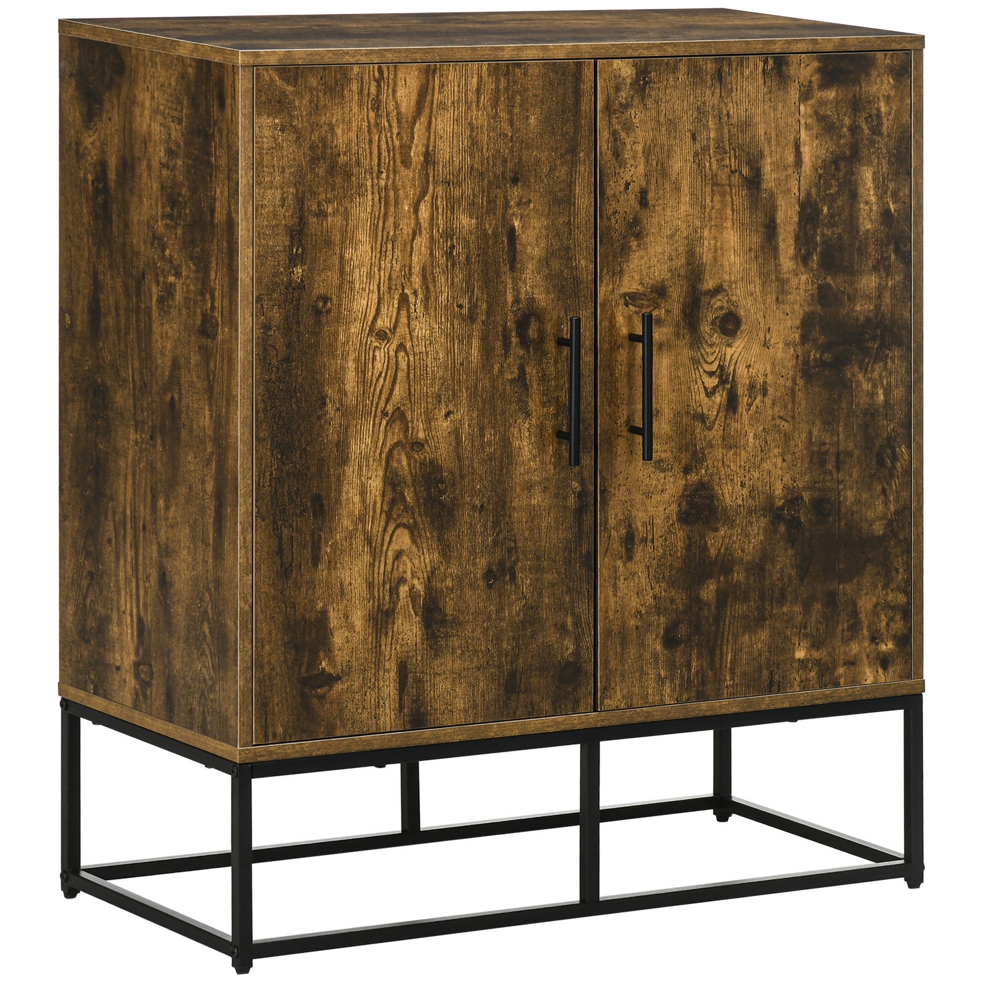 HOMCOM Highboard Aufbewahrungsschrank mit 4 Regalen, Doppeltür (Küchenschrank, 1 St., Sideboard), Mehrzweckschrank, 80 x 39 x 91 cm
