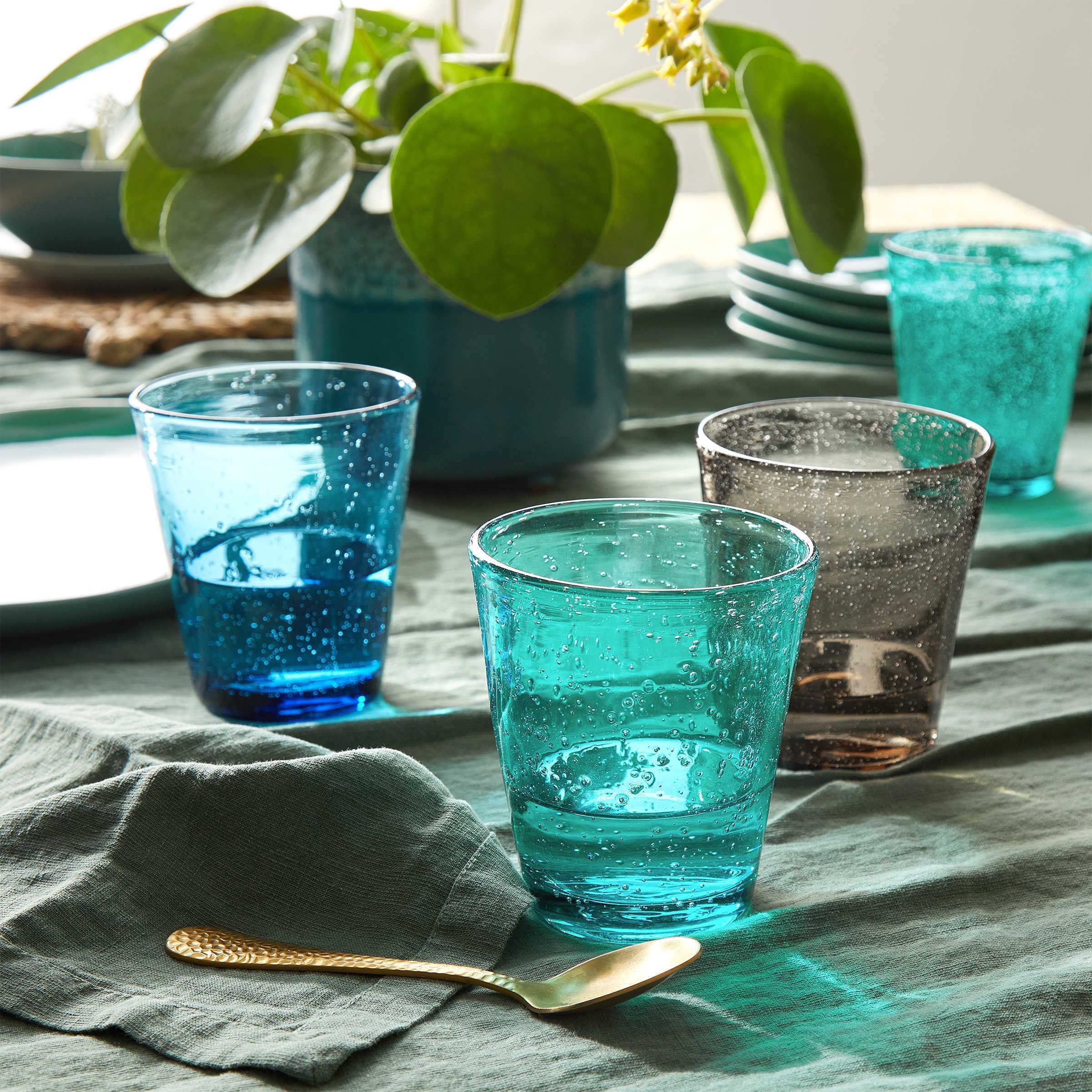 BUTLERS Glas WATER COLOUR Glas mit Luftblasen 290ml, Glas