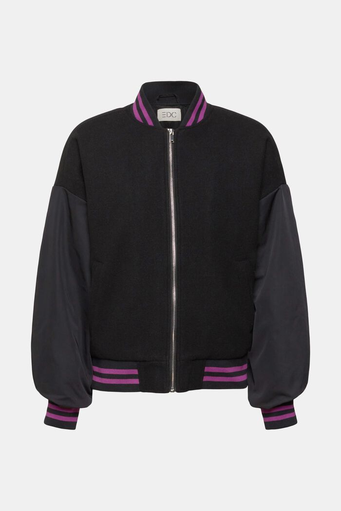 College-Jacke aus Material-Mix