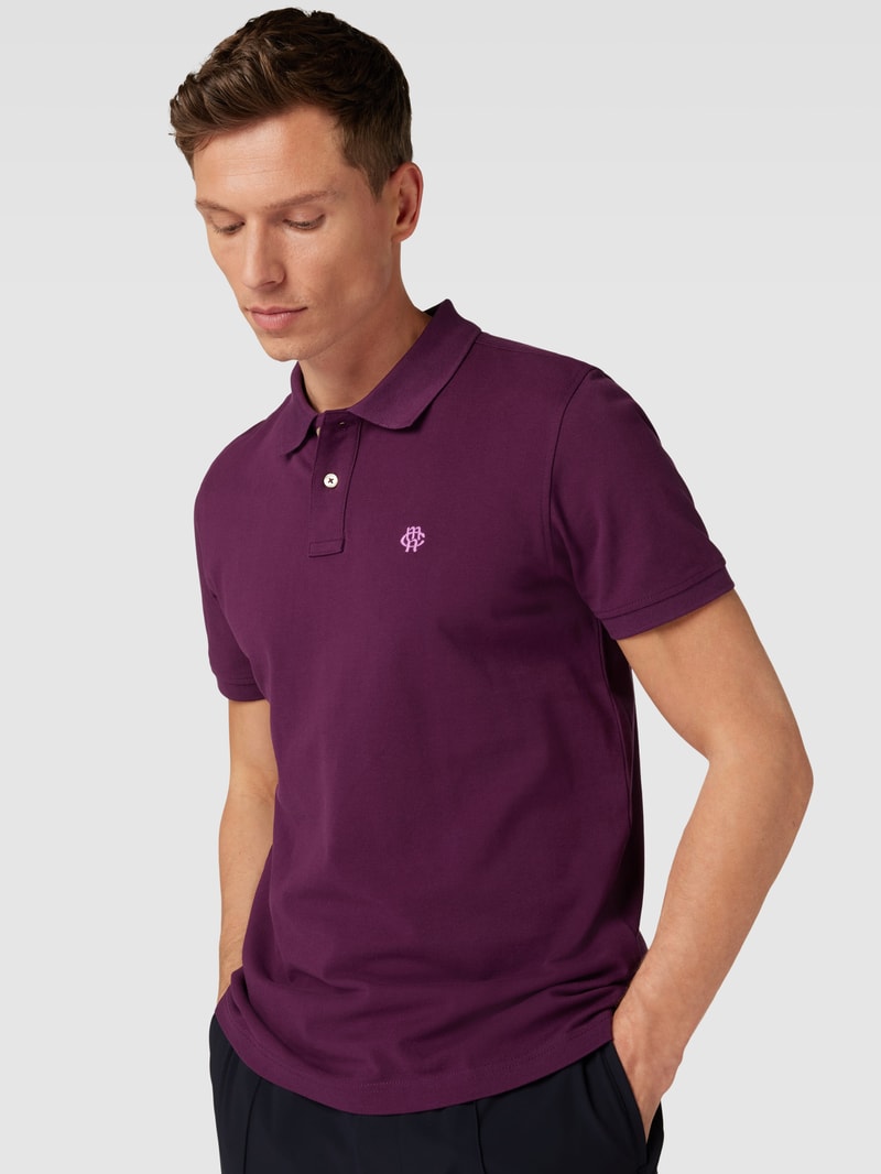 Poloshirt mit Label-Stitching in aubergine