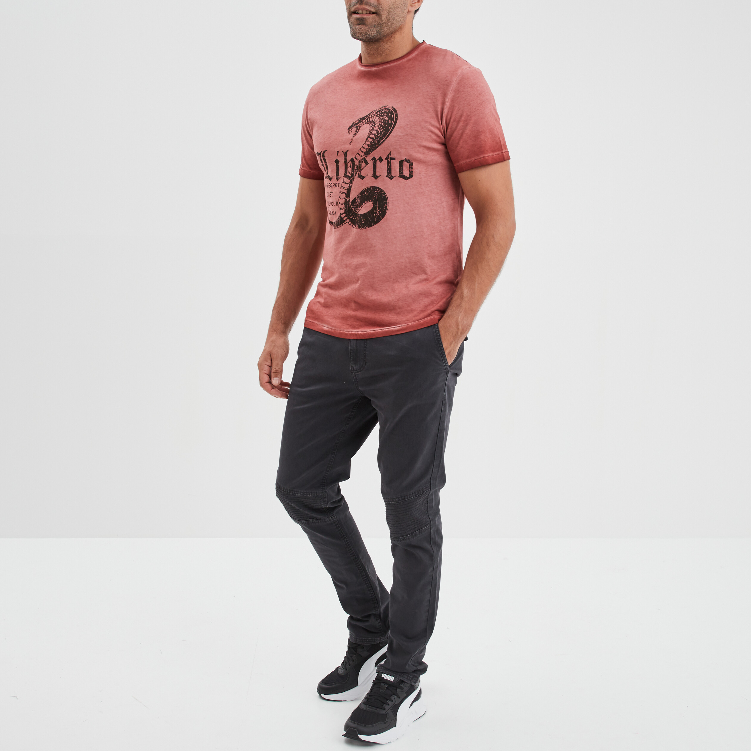 T-shirt manches courtes coton Liberto bordeaux homme | La Halle