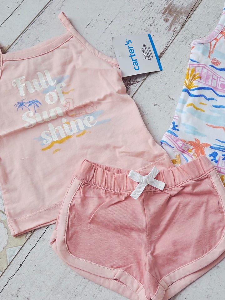 carter's 3tlg. Outfit in Rosa/ Weiß günstig kaufen 62