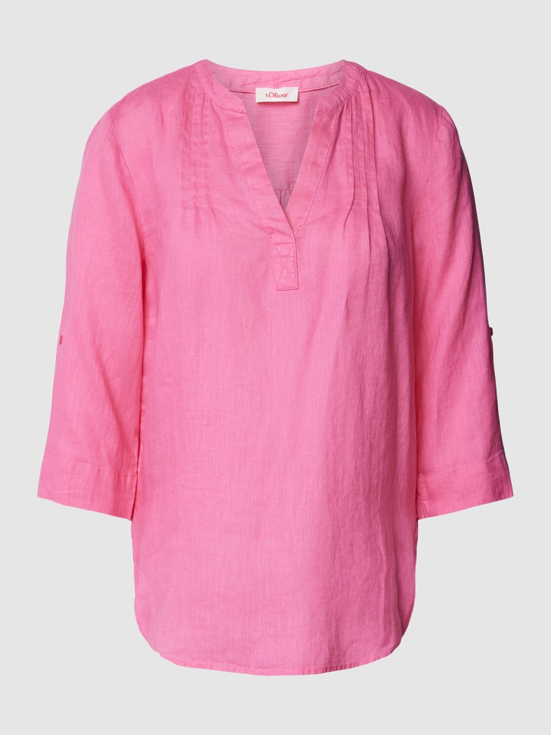 Leinentunika mit Allover-Muster in pink