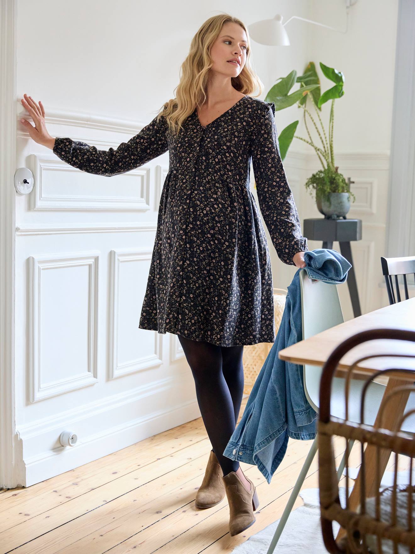 Robe courte gaze de coton grossesse et allaitement noir