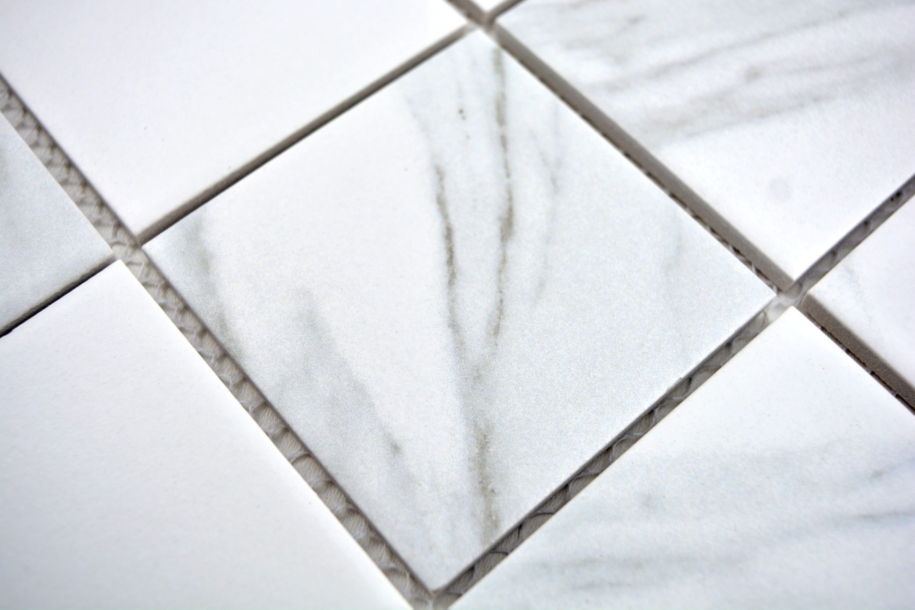 Mosani Mosaikfliesen Keramik Mosaik Fliese Carrara weiß grau Bad Küche